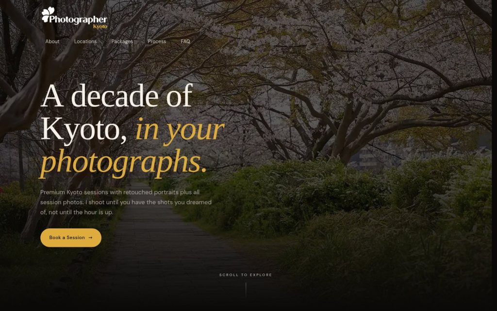 Photographer Kyoto homepage screenshot
