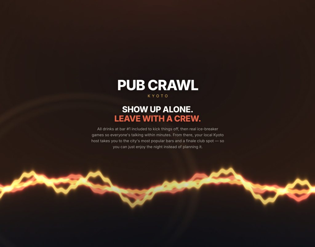 Pub Crawl Kyoto homepage screenshot